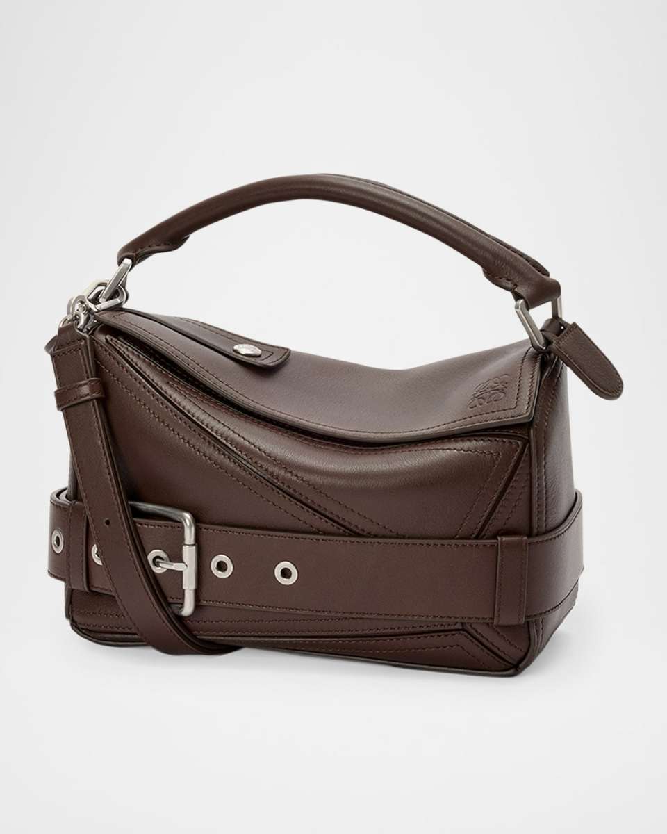 Puzzle Biker Top-Handle Bag in Shiny Leather